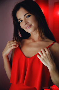 Beautiful Young Brunette Brit A In Red Dress